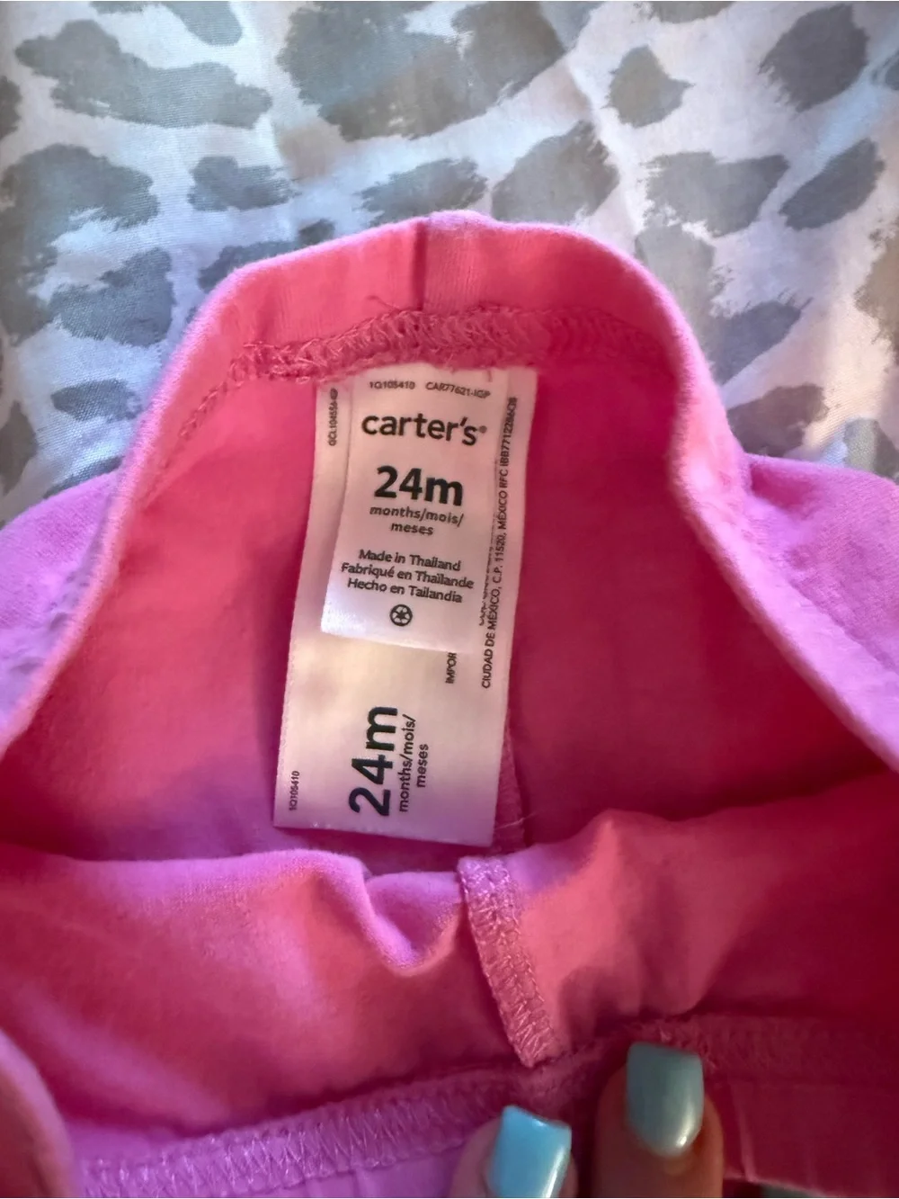 Carter’s Girl's Blue Patterned Hooded Fleece Jacket with Pink Leggings
